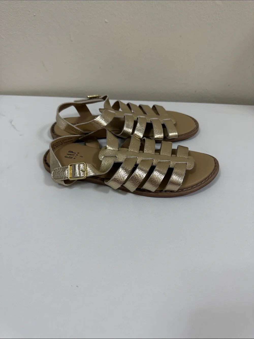 GAP Girls Metallic Gold Multi-Strap Sandals